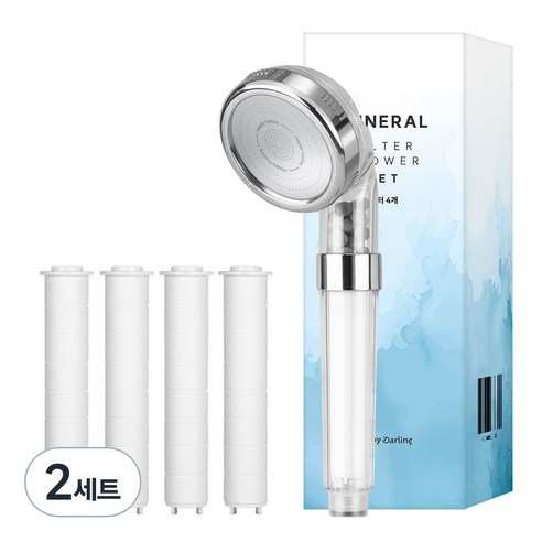 해피달링 미네랄 4단 필터 샤워기 + 필터 4개 세트, 2개, 혼합색상