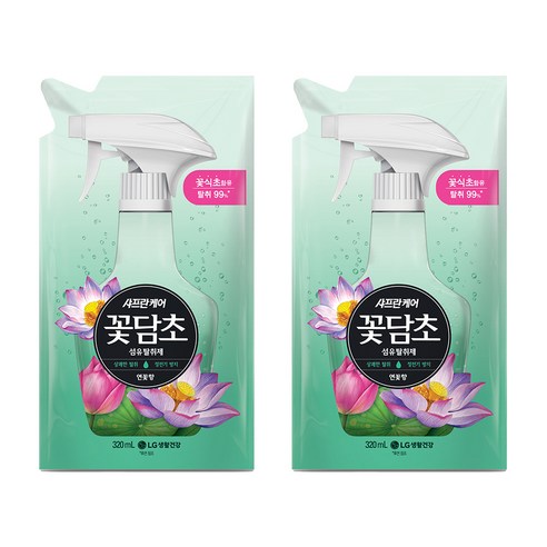 샤프란 꽃담초 섬유탈취제 연꽃향 리필, 320ml, 2개