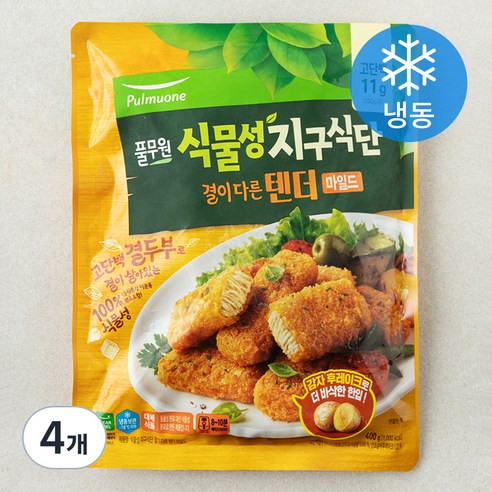 풀무원 식물성 지구식단 두부텐더 마일드 (냉동), 400g, 4개
