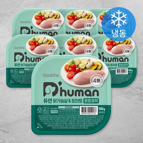 듀먼 강아지 닭가슴살 & 토마토 튼튼체력 화식 용기형 7팩 (냉동), 닭, 100g