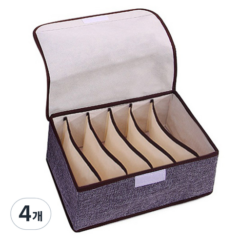마켓감성 린넨 스토리지 6칸 여성 속옷 보관함 그레이, 4개