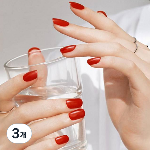 데싱디바 매직프레스 네일팁 레귤러 라운드, 레드 팝, 3개