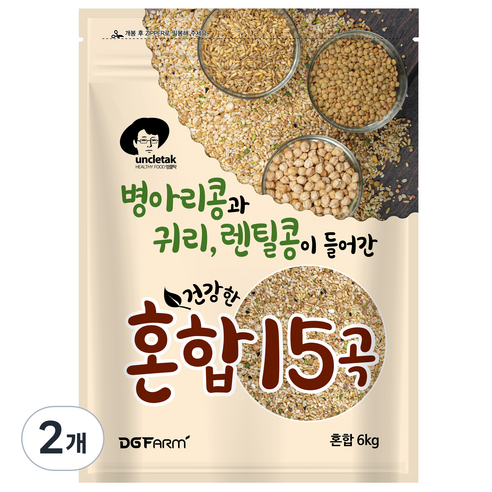 엉클탁 병아리콩과 귀리 렌틸이 들어간 혼합 15곡, 6kg, 2개
