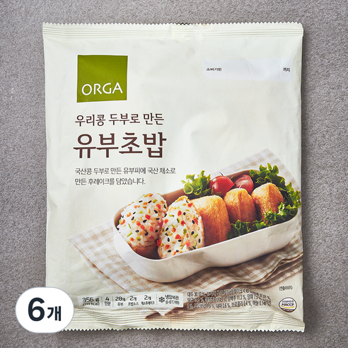 올가홀푸드 우리콩 두부로 만든 유부초밥 4인, 356g, 6개