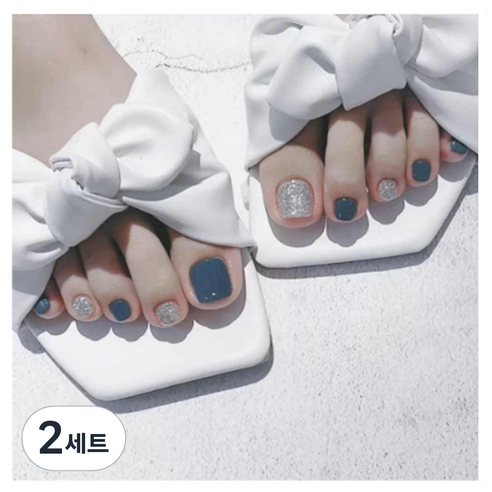 네이처스파머 컬렉션 페디팁 24종 세트 J-119, 블루 그라인딩 실버펄, 2개