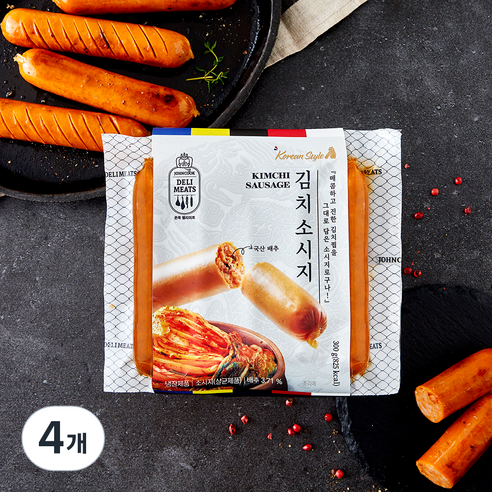 존쿡델리미트 김치 소시지, 300g, 4개