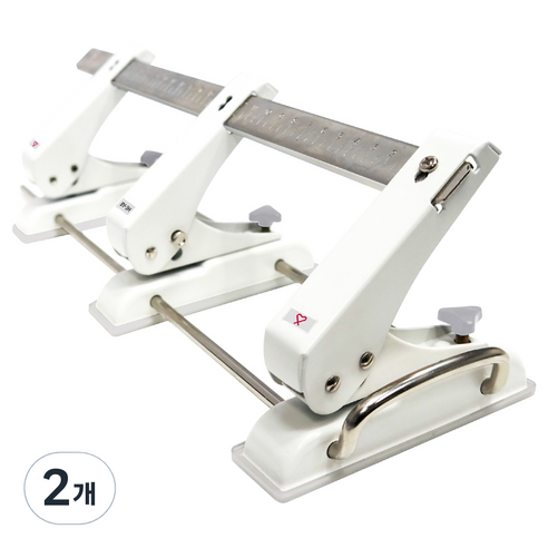 바이하츠 3공 이동펀치 25매 천공BY-3H, 2개, 화이트