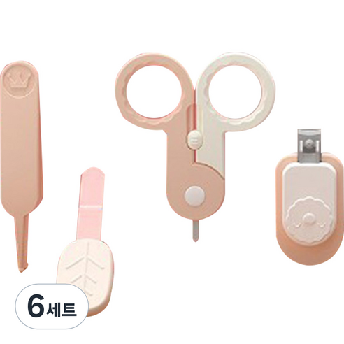 블루마켓 아기사자 네일 4종 세트, 연핑크, 6세트