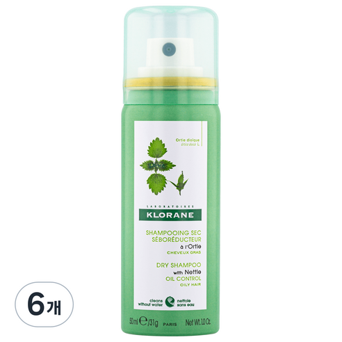 클로란 네틀 노세범 드라이샴푸 허브향, 50ml, 6개