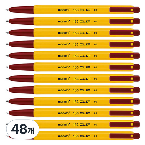 모나미 153 클립 볼펜 1.0mm, 적색, 48개