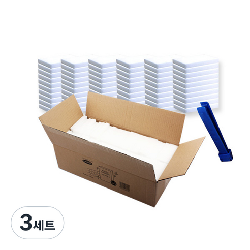 선우랜드 찌든때제거 매직스펀지 중형 100p + 집게 랜덤발송 세트, 3세트