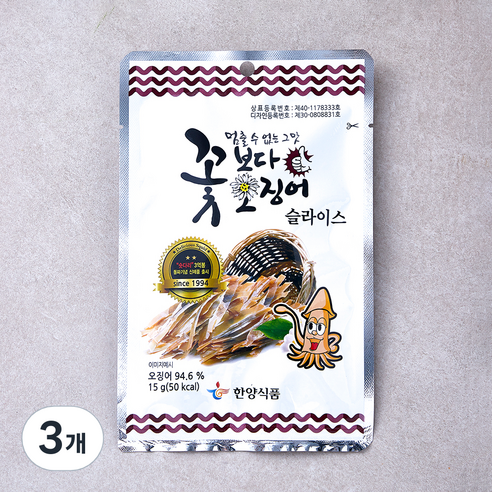 한양식품 꽃보다 오징어 슬라이스, 3개, 15g