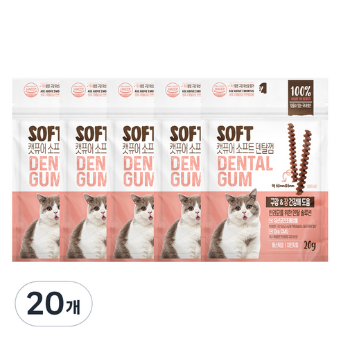 캣퓨어 고양이 소프트 덴탈껌 D&DI, 20g, 20개, 혼합맛(생선/닭고기)