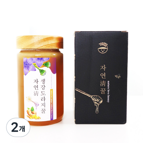 자연애보감 생강도라지꿀 트라이탄, 700g, 2개