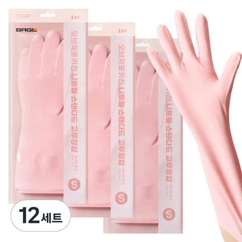 브릭글로 안찢어지는 니트릴 고무장갑 오브제포키친, 베이비핑크, 소(S), 12세트