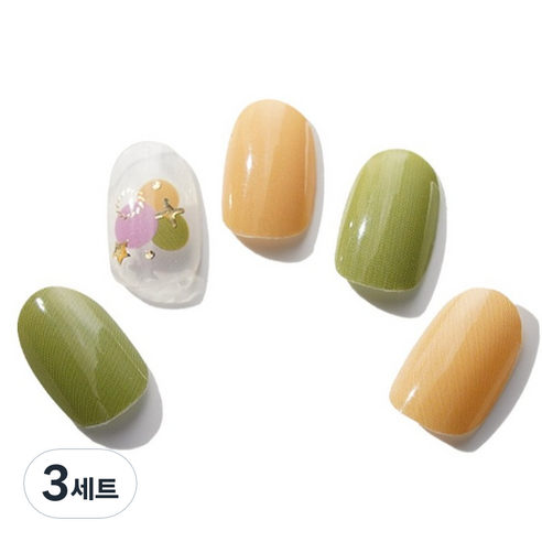 엔젤리 프리미엄 젤 네일 아트 스티커 세트, 3세트, 레몬라임 에이드