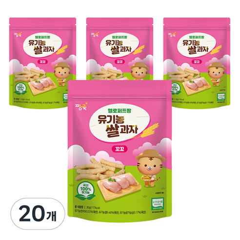 짱죽 유아용 헬로퍼프짱 유기농 쌀과자 꼬꼬, 닭고기, 20개, 30g