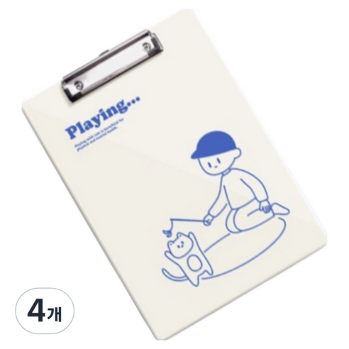 꼬까 플레이트 글자판 클립보드 A4, 2 블루, 4개