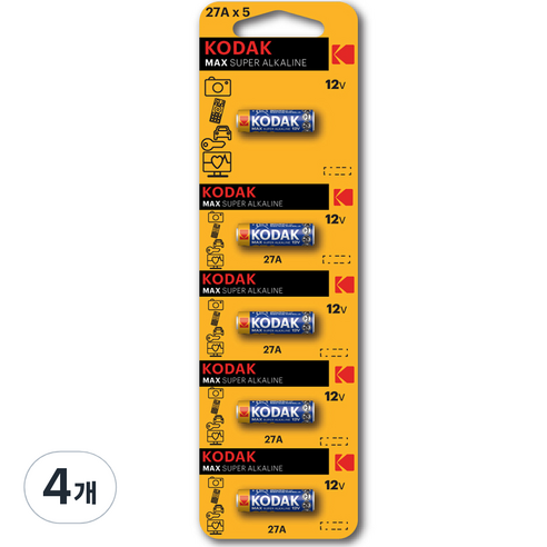 코닥 MAX 27A(MN27) 12V 알카라인 특수건전지, 4개, 5개입