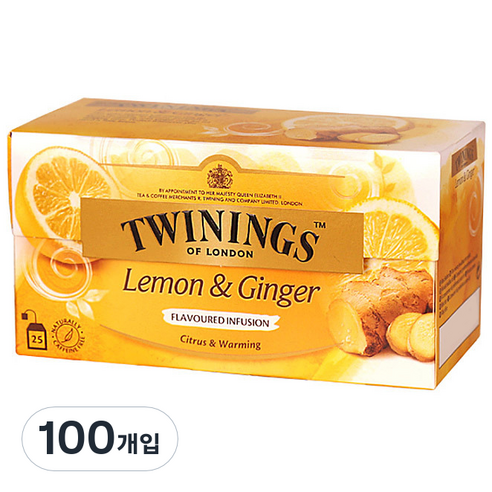 트와이닝 레몬 앤 진저 티백 허브차, 1.5g, 100개입