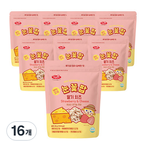 베베스트 국내산 현미 칼슘 눈꽃팝 20g, 딸기 + 치즈 혼합맛, 16개