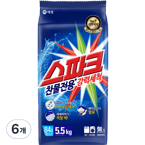 스파크 세탁세제 리필, 5.5kg, 6개