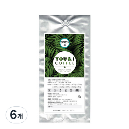 YOU&I커피 EXPRESS 80 분쇄 커피, 500g, 더치, 6개