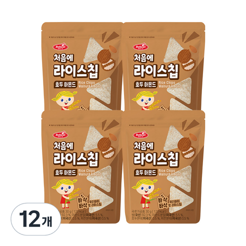 베베스트 처음에 바삭바삭 라이스칩 30g, 호두아몬드, 12개