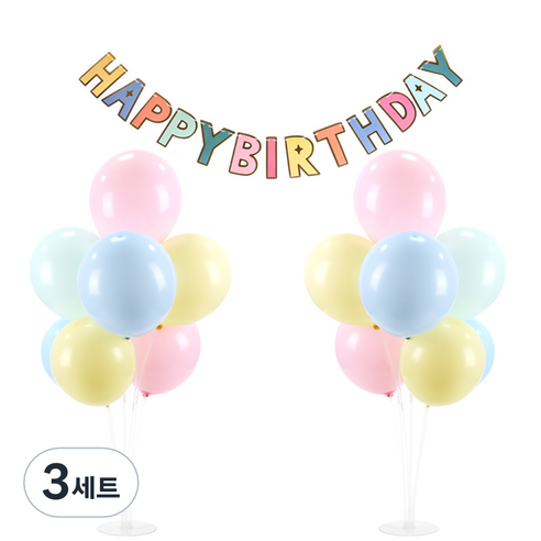 파티 가랜드 풍선스탠드 세트, 마카롱 랜덤발송(풍선), 마카롱(가랜드), 3세트