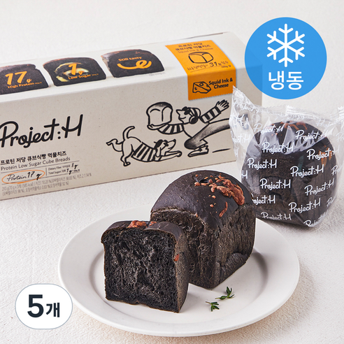 프로젝트H 프로틴 저당 큐브식빵 먹물치즈 3개입 (냉동), 210g, 5개