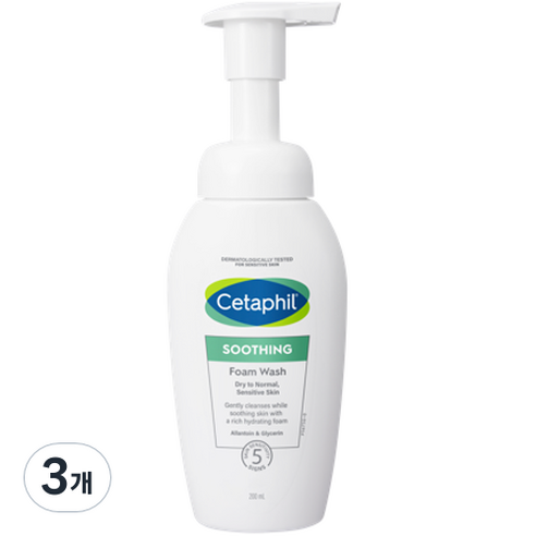 세타필 민감피부 약산성 수딩 버블 폼클렌징, 200ml, 3개