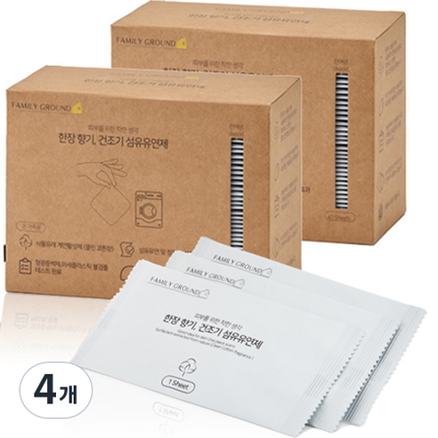패밀리그라운드 건조기 시트 섬유유연제 클린코튼향, 4개, 40개입