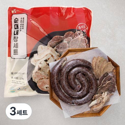 장충동왕족발 찰순대 1kg + 내장 모둠 500g 세트, 3세트