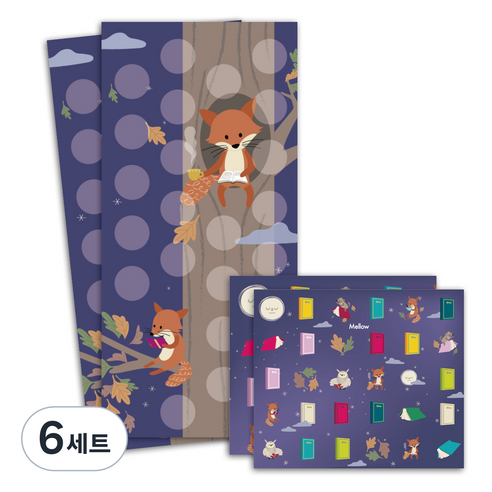 멜로우 독서 칭찬스티커 독서왕 2p 세트, 여우, 6세트