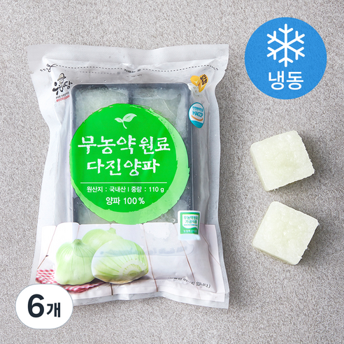 우리땅 무농약 인증 다진 양파 (냉동), 110g, 6개