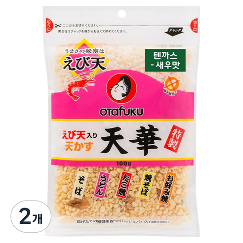 오타후쿠 텐까스 새우맛 우동 후레이크, 2개, 100g