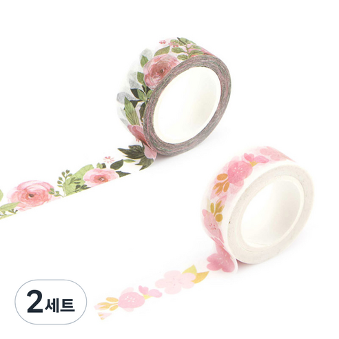 라이프포인트 내츄럴 일러스트 마스킹 테이프 08벚꽃 세트, 08벚꽃, 11동백나무, 2세트