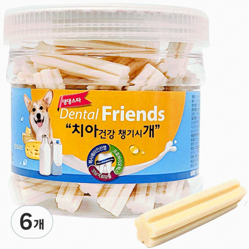 댕댕스타 덴탈프랜즈 강아지 간식, 밀크&치즈, 300g, 6개
