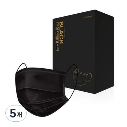 프로월드컵 PWX 덴탈마스크 대형, 5개, 블랙, 200개