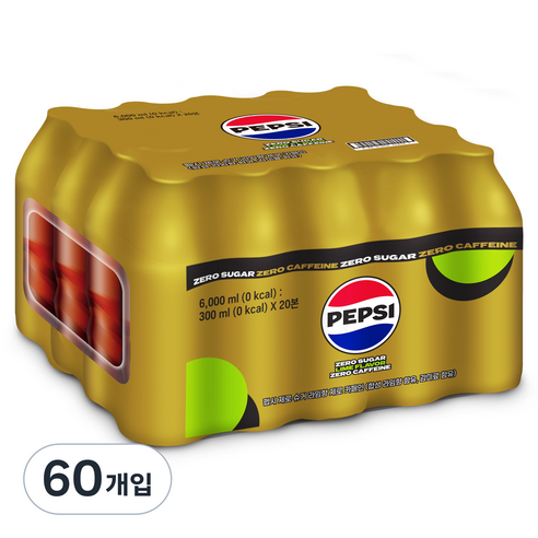 펩시 제로슈거 라임향 제로카페인 무라벨, 60개입, 300ml