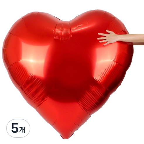 파티쇼 초대형 하트 은박 풍선, 레드, 5개