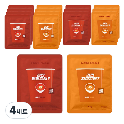 라면티백 순한맛 4.5g 8p + 매운맛 4.5g 8p 세트, 4세트