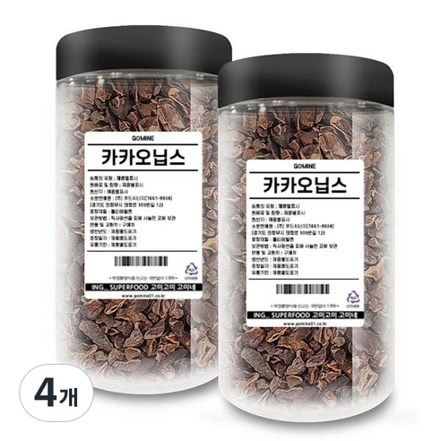 고미네 페루산 카카오닙스 통, 200g, 4개