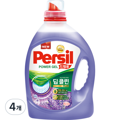 퍼실 딥클린 라벤더 액상세제 드럼용 본품, 2.2L, 4개