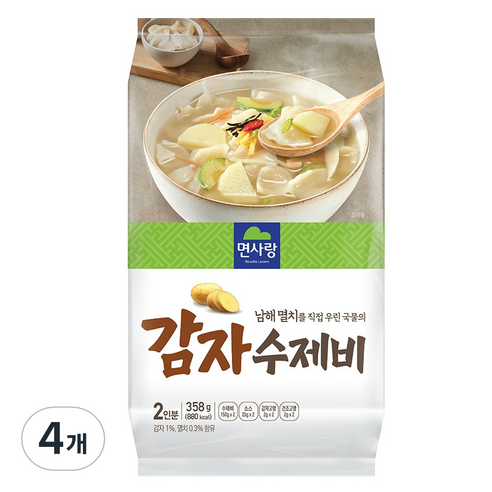 면사랑 남해멸치 감자 수제비 2p, 358g, 4개
