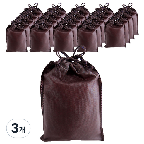 부직포 복주머니 더스트백 25 x 35 cm 25p, 브라운, 3개