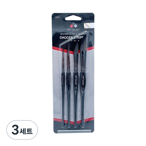 아트시크릿 수채화 아크릴 브러쉬 4종 세트 3225 DS, 3세트, 4호, 8호, 12호, 16호