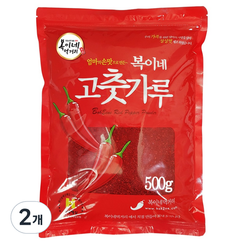 복이네먹거리 중국산 고춧가루 보통맛 김치용, 500g, 2개