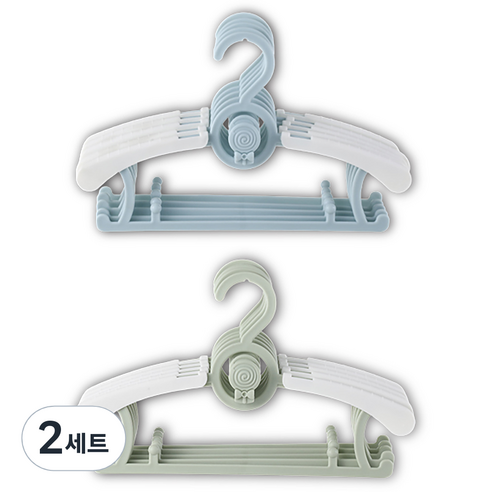 잇곰 미끄럼방지 아동용 옷걸이 2종 x 5p 세트, 블루, 그린, 2세트