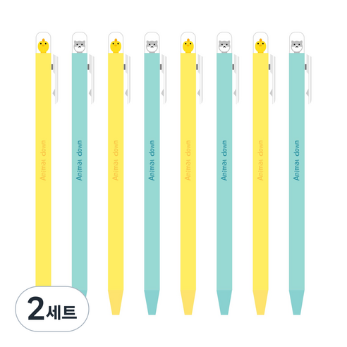 더오픈하우스 숨바꼭질 애니멀 젤펜 74-0492 0.5mm 2종 x 4p 세트, 블루, 옐로우, 2세트